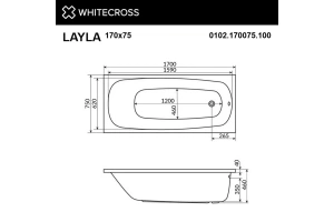 Акриловая ванна Whitecross Layla 170х75 белая хром с гидромассажем - 2