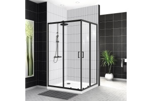 Душевой уголок BelBagno Uno-195 AH 2 120/100 C Nero профиль черный, стекло прозрачное - 2