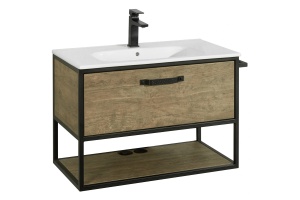 Комплект мебели Aquaton Лофт Фабрик 80 с раковиной Victoria 80 темное дерево  - 2