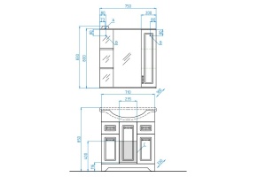 Тумба под раковину Style Line Олеандр-2 71 см (ЛС-00000048) - 3