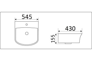 Раковина подвесной Ceramalux N 55 белый (78369С) - 3