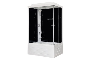 Душевая кабина Royal Bath 100x80 L стекло прозрачное задняя стенка черная 
