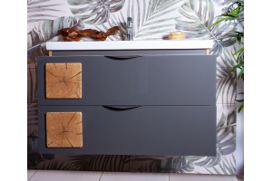 Тумба с раковиной Бриклаер Фостер 100 дуб золотой, антрацит - 3