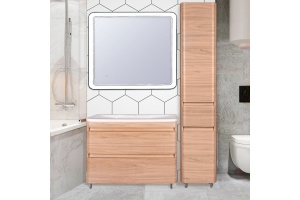 Шкаф-пенал Style Line Атлантика 35 Люкс Plus, с бельевой корзиной, ясень перламутр - 2