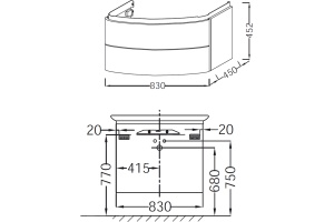 Тумба под раковину Jacob Delafon Presquile 83 см (EB1104-G1C) - 3