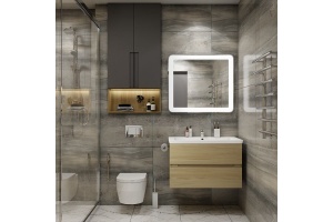 TECHNO База под раковину подвесная с двумя выкатными ящиками, Дуб мадейра янтарь AM-Techno-900-2C-SO-LW674