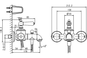 Смеситель Bravat Art F675109G-B для ванны с душем - 3