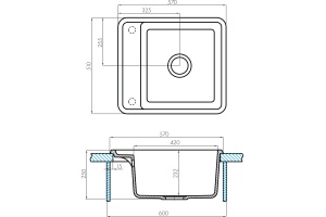 Мойка кухонная AQUATON Беллис 57 песочная - 3