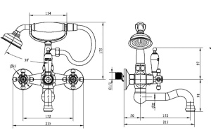 Смеситель Boheme Satin 293-ST для ванны с душем - 2