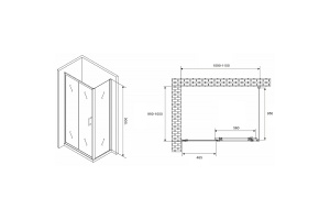 Душевой уголок Abber Schwarzer Diamant 110х100 хром стекло прозрачное - 2
