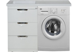 Тумба для комплекта Misty Куба 60 белая, под стиральную машину 3 ящика - 2