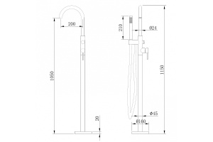Смеситель для ванны напольный Abber Wasser Kreis черный матовый - 3