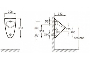 Писсуар Jacob Delafon Odeon (e1147-00) - 2