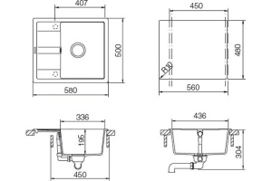 Мойка  Optima 45D  Cristalite оникс - 2