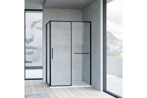 Душевой уголок Vincea Slim Soft 140х100 профиль черный стекло прозрачное 