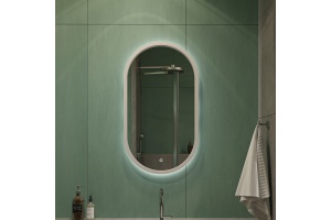 Зеркало DIWO Казань 45 белое, с подсветкой сенсорной, овальное, белое, изМДФ, в современном стиле