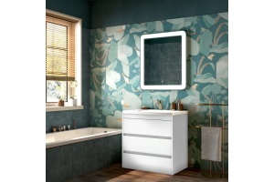 FAMILY База под раковину напольная с тремя выкатными ящиками, Bianco Lucido, 750x470x845, FAMILY-750-3C-PIA-BL