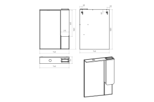 Зеркало-шкаф Misty Чегет 75 правое белое глянцевое - 2