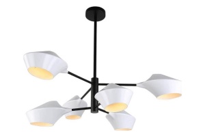 Люстра на штанге LUMINA DECO Romina LDP 6037-6 WT+BK