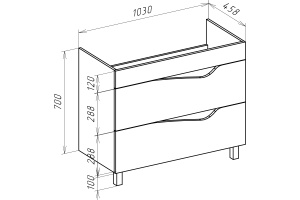 Тумба для комплекта Bellezza Эйфория 105 бежевая - 3