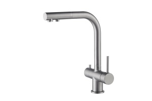 Смеситель для кухни с подключением фильтра и выдвижной лейкой Timo Saona 2356/18FL черное золото