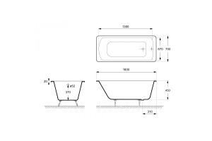 Ванна чугунная Delice Prestige 160х70 с отверстиями под ручки и антискользящим покрытием - 2