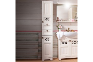 Шкаф-пенал Бриклаер Кантри 35 бежевый дуб, с бельевой корзиной