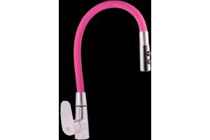 Смеситель для кухни Rav Slezak Amur с гибким изливом хром - розовый