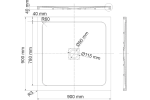 Поддон для душа Wasserkraft Dinkel 90х90 белый - 2