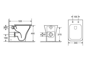 Унитаз приставной Ceramalux белый (215D) - 2