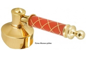 Смеситель для раковины Boheme Vogue золото с красной ручкой - 2