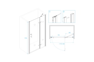 Душевая дверь RGW Passage PA-07B R 120х195 профиль черный стекло прозрачное - 2