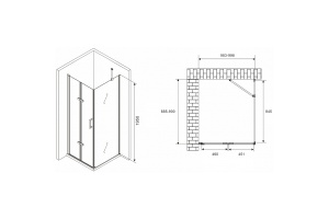 Душевой уголок Abber Zart 100x90 профиль хром стекло прозрачное - 3