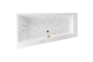 Акриловая ванна Excellent Sfera Slim 170х100 левая белая золото с гидромассажем