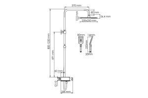 Душевая система WasserKraft 25 с термостатом черный матовый - 3