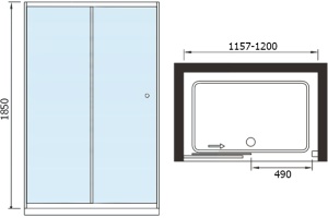 Душевая дверь в нишу Weltwasser WW200 200S2-120х185 хром (10000001234) - 3