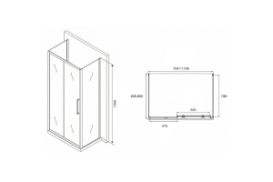 Душевой уголок Abber Schwarzer Diamant 110х85 хром стекло матовое - 2