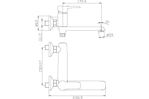 Смеситель для ванны Rossinka  белый, хром (W35-33) - 2