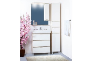 Зеркало-шкаф Бриклаер Токио 80 R светлая лиственница, белый глянец - 2