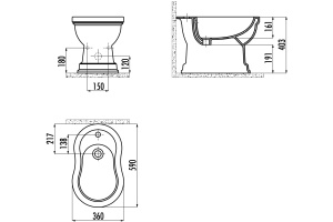 Биде напольное Creavit Klasik KL500-З0 карамель - 2