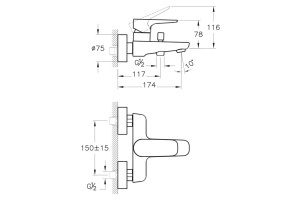 Смеситель для ванны Vitra X-Line хром (A42324EXP) - 2