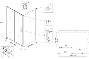 Душевой уголок Veconi Rovigo RV-072 150x90 профиль хром (RV072-15090-01-C4) - 3