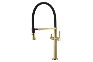 Смеситель для кухни Boheme Uno c краном для питьевой воды золото матовый