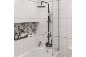 Шторка на ванну DIWO Ростов 4GW015 неподвижная, 40x150, черная матовая - 2