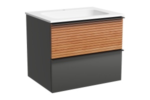 Тумба под раковину Sancos Delta 59х44 серая - светлое дерево