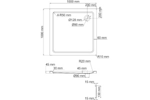 Поддон для душа Wasserkraft Amper 29T19 100x100 см - 3