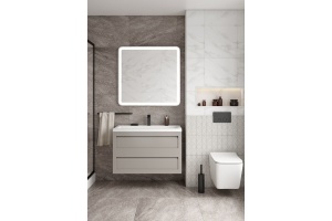 PLATINO База под раковину подвесная с двумя выкатными ящиками, Светло-серый матовый AM-Platino-1000-2C-SO-GСM