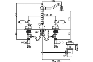 Смеситель для раковины Cezares Diamond золото (DIAMOND-BLS2-03/24-Sw) - 2