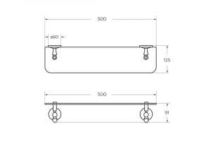 ANTIC AM-E-2682AL Полка стеклянная, хром - 2