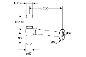 Сифон для раковины Kludi бутылочный 1010505-00 - 2